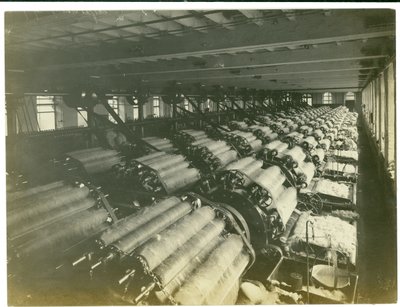 Carding Room 2, Leas Spinning Mill, 1923 by English Photographer